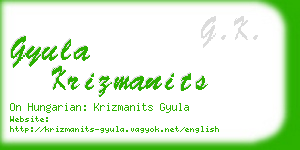 gyula krizmanits business card